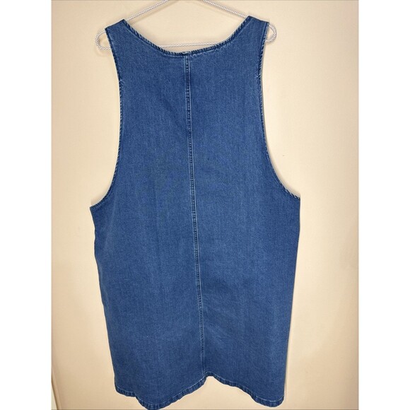 Agnes Orinda Denim Overall Dress Womens 2X Blue Distressed Raw Hem Jean Skirt - Picture 4 of 8